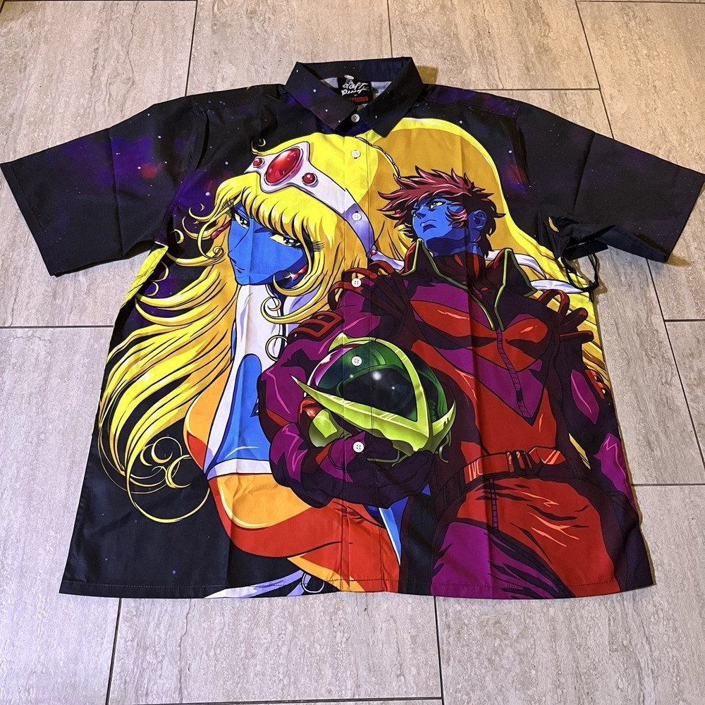 Pleasures Daft Punk Interstella Shirt Mens Medium Multicolor Anime Button Up NEW